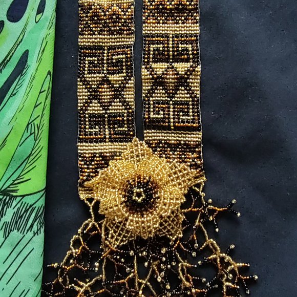 Large Colombian Mostacilla / Beaded handmade necklace, unique and elegant. - Picture 4 of 10